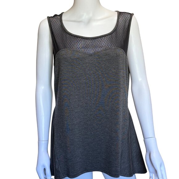 Torrid Grey Sleeveless Tunic Top w/ Mesh Yoke & Keyhole Back Womens Size 0/L - Picture 1 of 4